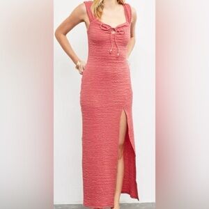 13. Front Slit Sweetheart Neckline Front Tie Maxi Dress